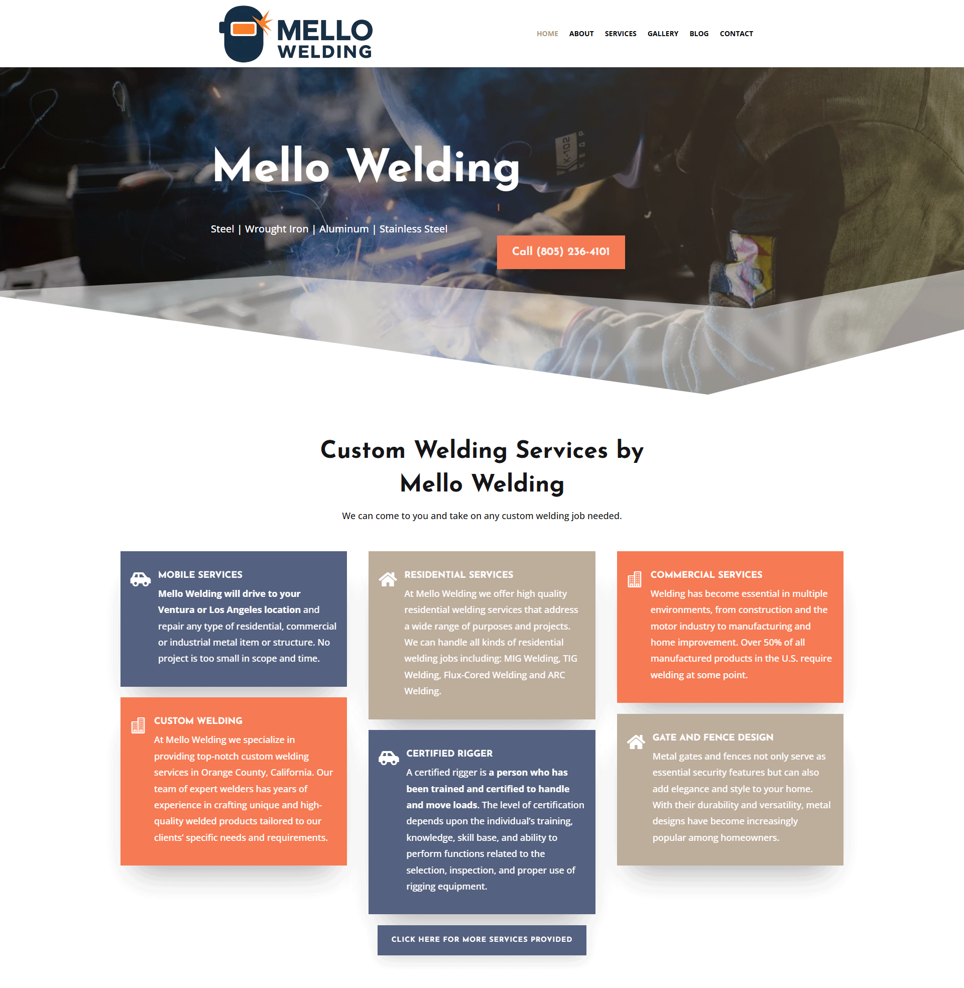 Animated preview of Mello Welding website
