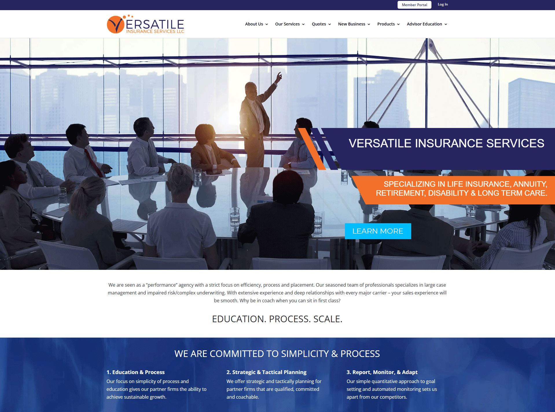 Versatile Insurance — website preview
